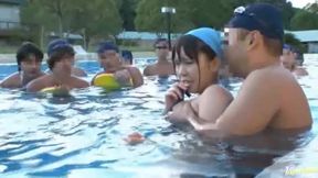 Japanese Beauty Gangbanged by Multiple Men in Outdoor Pool Adventure