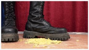 Giant 18 yo female destroyer smashes pop-corn with Doc Martens boots (part 1 of 2), fc228h 720p