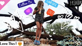 Cute ladyboy likes to strip naked in public and ride very hot trunk