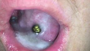 My wife sucked a hairy hard dick then show me her mouth of cum before swallowing