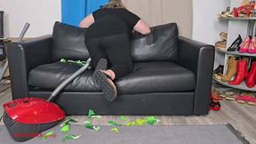 Mila in Birkenstock - Cleaning the couch - Siemens + Nilfisk