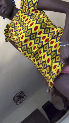 This EBONY Slut dropped down &amp; started GAGGING On My BWC before she gets FACIAL POV   Clip 1