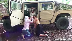 Two Arab Babes Suck A Cock In A Military Jungle Camp