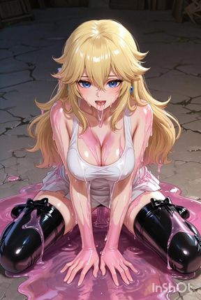 A kingdom and a mushroom for a blonde princess sweet as a peach