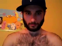 Hairy chest covered in cum