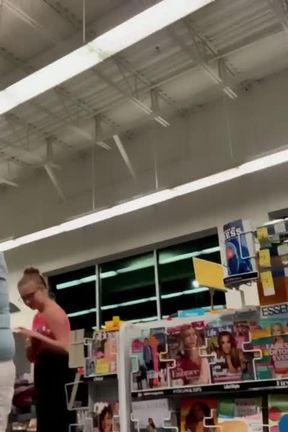 sexy Cindielove shops while exposing her buttplug