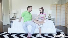 ”Pigtailed Redhead Tiny Teen Stepsister wants more Jizz!”