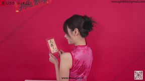 The adorable little beauty Lulu celebrates the Chinese New Year wearing a red cheongsam and ultra-thin pantyhose.