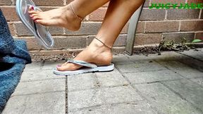 Small Asian Feet in Silver Flip Flops - Vol 2