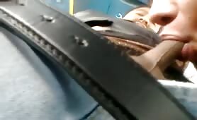 Horny worker masturbating at a public buss