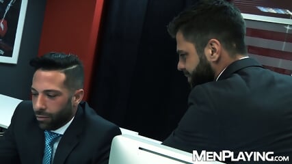Office coworkers Hector de Silva and Sebastian Reiss raw breed