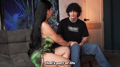 Big-breasted stepmother catches her stepson masturbating and teaches him a lesson