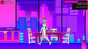 Cyber Seduction: Neon Goddess Tempts Hero in Futuristic Hentai Fantasy