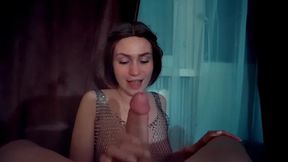 Close Up Blowjob with Cum on Tits - Unmatched