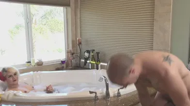 A Transsexual Blonde Seduces Her Stepson Into Having Anal Sex