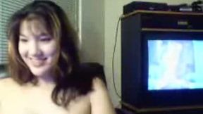 Chatting nympho gets rid of bra and shows pale tits on webcam proudly