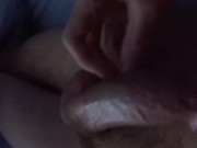 Huge cumshot from huge cut cock with loads of grunting and used condom