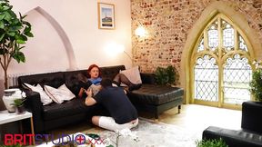 Redhead British nurse gets her pussy licked and gives deepthroat