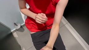 Public restroom bathroom sex with a paid blonde slut