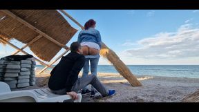 Goddess Andreea and Faith -ballbusting and ass worship on our private beach part 2