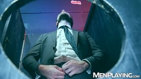 Horny Drew Dixon is bred deep at gloryhole by Muscular Leo La Rosa