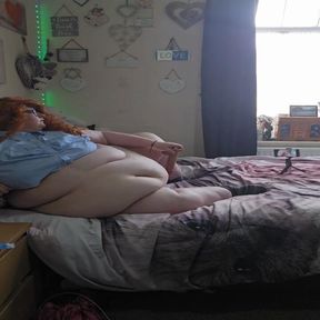 BBW SIDE ON DILDO PLAY FAT JUICY FUPA TITS OUT