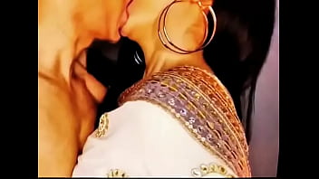 Indian Wife in White Saree, Sleeveless Blouse with Big earrings kiss her husband in passion ( Hindi Non Veg Jokes )