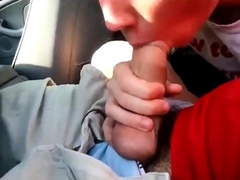 young twink sucks dick in car and swallows