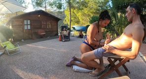 Showing My Cock to My Girlfriend and Her Best Friend to Get a Great Blowjob