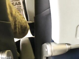 STROKING AND CUMMING ON THE PLANE (REAL PUBLIC)