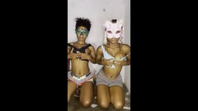 Teens strip and pee together