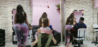 Latina barber shop passion fucked her big round ass raw