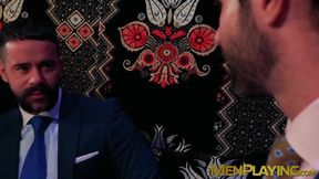 Classy executives enjoy sloppy oral sex after playing cards