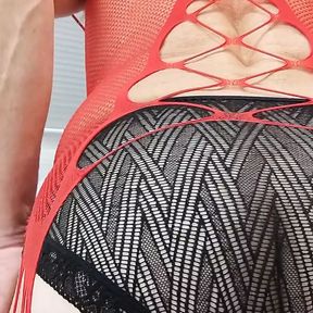 CD Teases in New Red and Black Lingerie