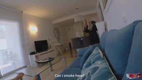 Stepmom convinces stepson to fuck her after giving a blowjob on the sofa