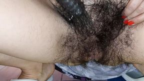 Hot mom cuts hairy pussy , big tits, big nipples. Sexy Latina gets a haircut pussy, hairy ass, big tits, long hair.