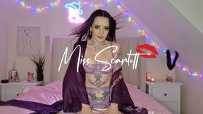 Scarlett's purple silk kimono and satin pillow fuck