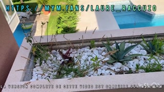 A french slut gets fucked on the terrace after the pool!!