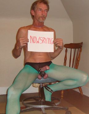 BOB MILGATE - EXPOSED IN SHEER  GREEN PANTYHOSE & HIGH HEELS