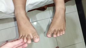 Malaysian stunner gets her feet worshipped, then ridden hard by massive cock&#x1F346;.