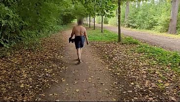 Busty MILF shows off her big natural tits in public