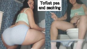 Super long toilet pee and smoking
