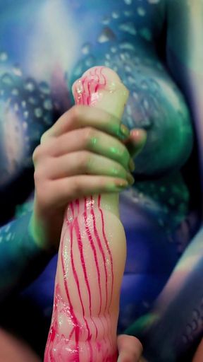 Xmen Mystique Bodypaint Dildo Fuck