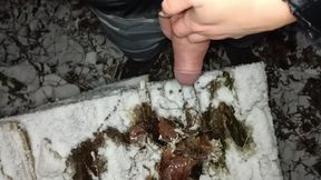 Touching Snow with Cock, Pee and Cum in Snow