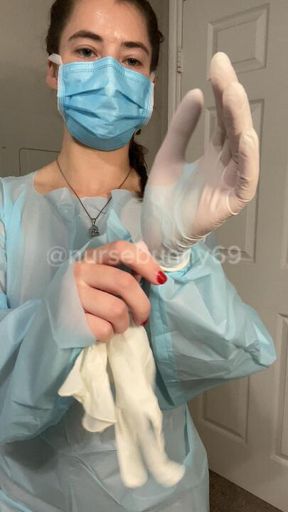 Sheer PPE Isolation gown Standing Masturbation