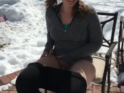 MILF pees out in her snowy backyard in Denver