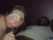 bbw enjoying licking and slurping some chocolate