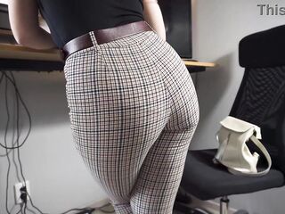 Office Secretary Teases Panty Line Untill Takes Off Panties