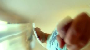 Teen with Thick Cock and Bouncing Balls Cums in a Cup and Drink Own Cum
