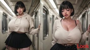 a young asian woman with huge breasts loves getting fucked on the subway [ai]